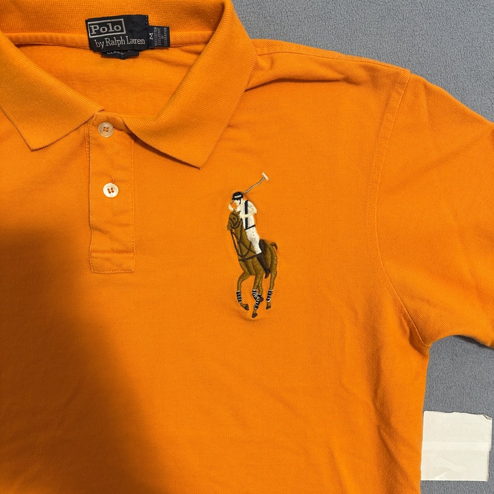 Polo Ralph Lauren Big Pony Classic Fit Short Sleeve Polo Shirt Orange Men Size M - Picture 3 of 10